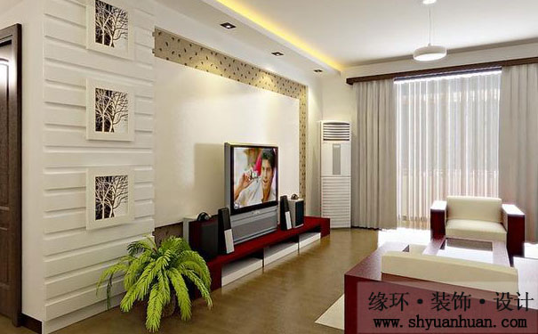上海二手房装修电视背景墙材质之石膏板_缘环装潢.jpg