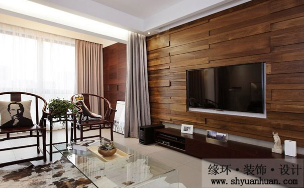 上海二手房装修电视背景墙材质之木材_缘环装潢.jpg