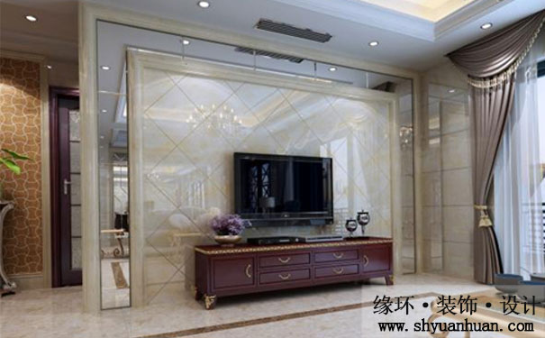 上海二手房装修电视背景墙材质之玻璃、金属材料_缘环装饰.jpg