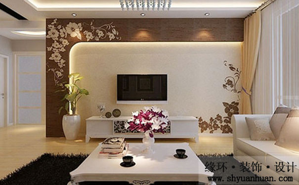 上海二手房装修电视背景墙材质之硅藻泥_缘环装潢.jpg